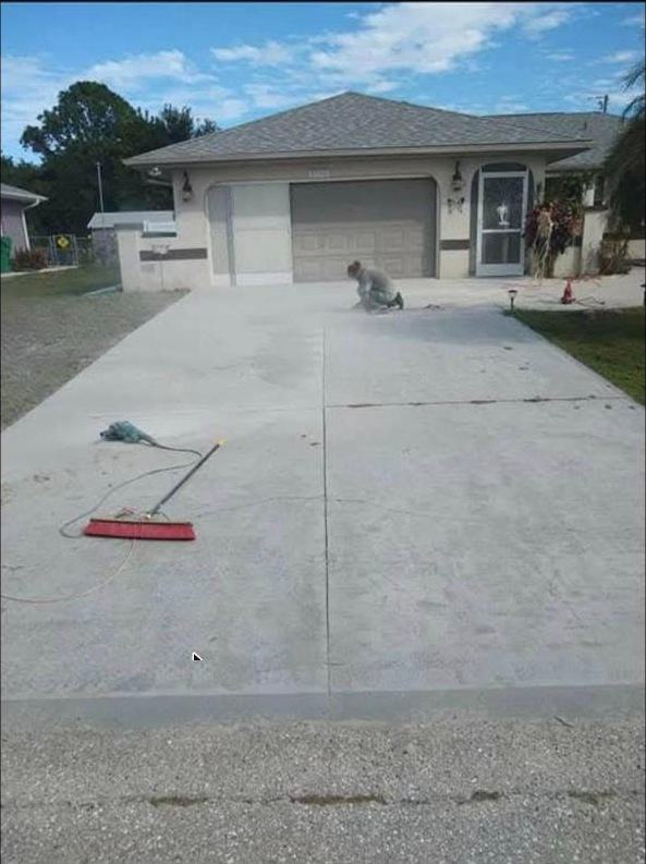 Concrete driveway before coating